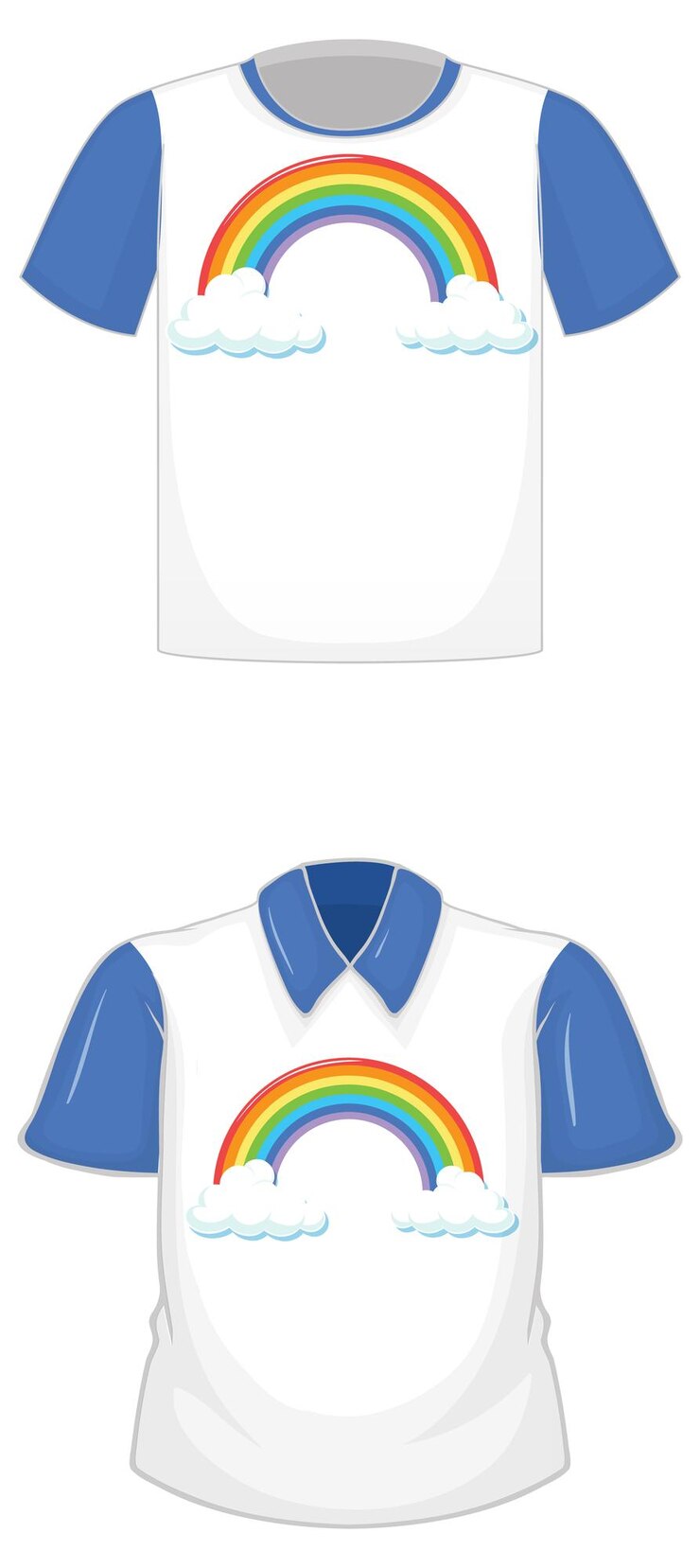 Vector gratuito conjunto de camiseta y polo con mismo estampado