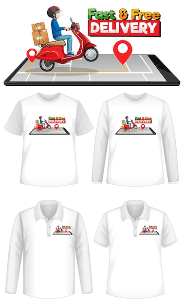 Vector gratuito conjunto de camiseta con tema de entrega