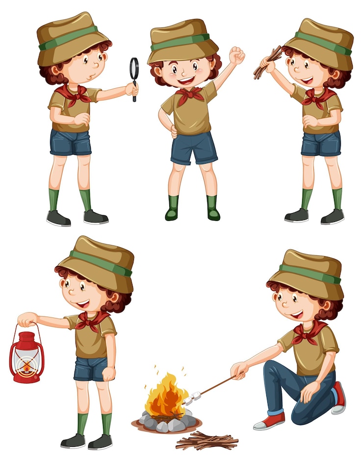 Vector gratuito conjunto de camping infantil