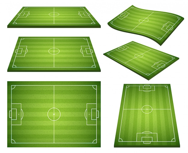 Vector gratuito conjunto de campos verdes de fútbol