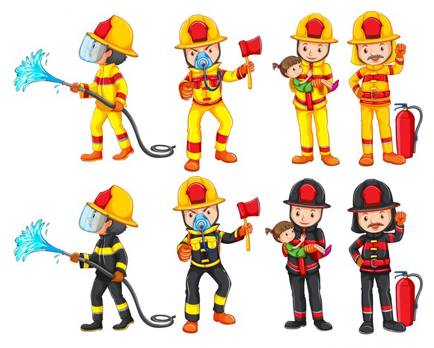 Un conjunto de caracteres de bombero.