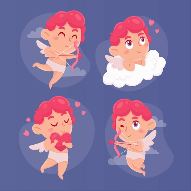 Conjunto de caracteres de cupido de dibujos animados
