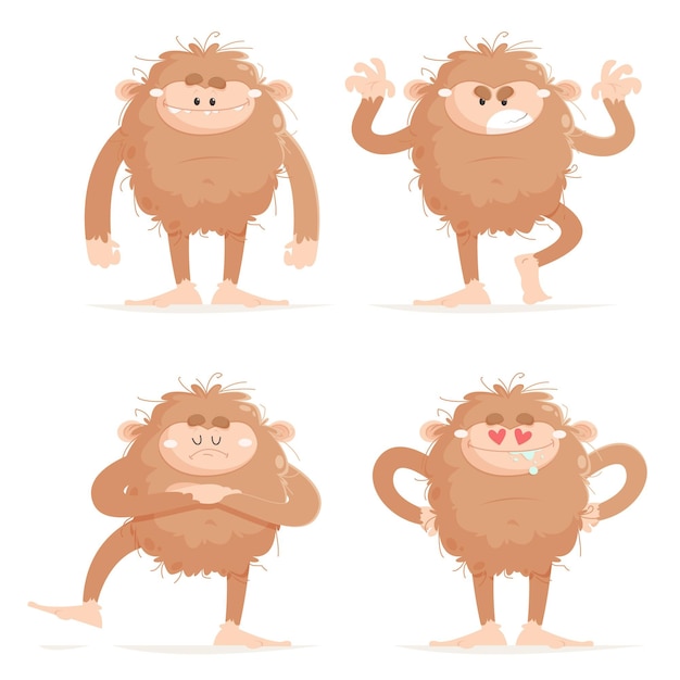 Conjunto de caracteres de dibujos animados bigfoot sasquatch