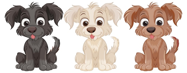 Conjunto de caracteres de dibujos animados lindo perro