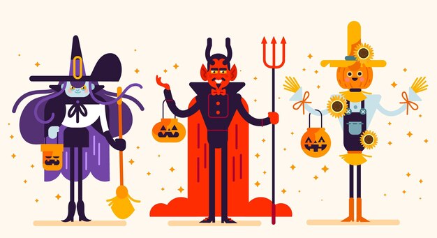 Conjunto de caracteres del festival de Halloween