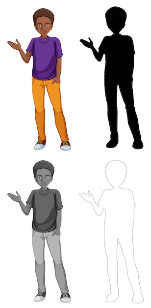 Vector gratuito conjunto de caracteres del hombre africano.