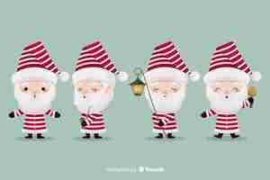 Vector gratuito conjunto de caracteres de santa claus de diseño plano