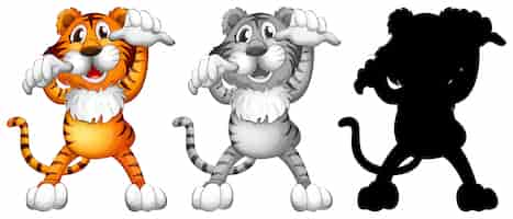 Vector gratuito conjunto de caracteres de tigre.