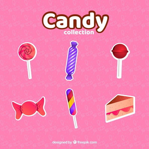 Conjunto de caramelos coloridos en estilo plano