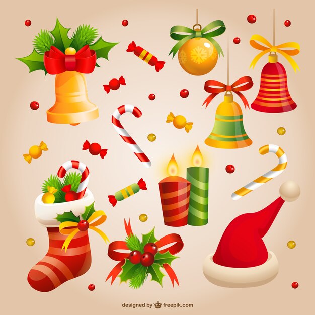 Conjunto de caramelos y decoración de Navidad