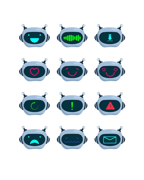 Vector gratuito conjunto de caras de bot