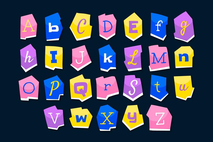 Vector gratuito conjunto de carta de nota de rescate de estilo de papel