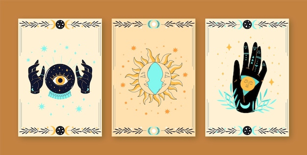 Vector gratuito conjunto de cartas celestiales dibujadas a mano