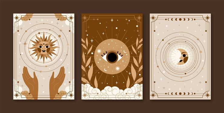 Vector gratuito conjunto de cartas celestiales dibujadas a mano