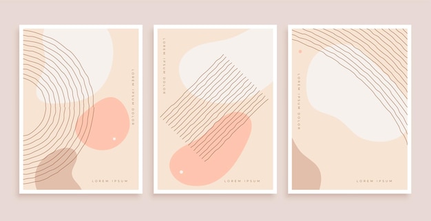 Conjunto de cartel boho abstracto con líneas y formas geométricas