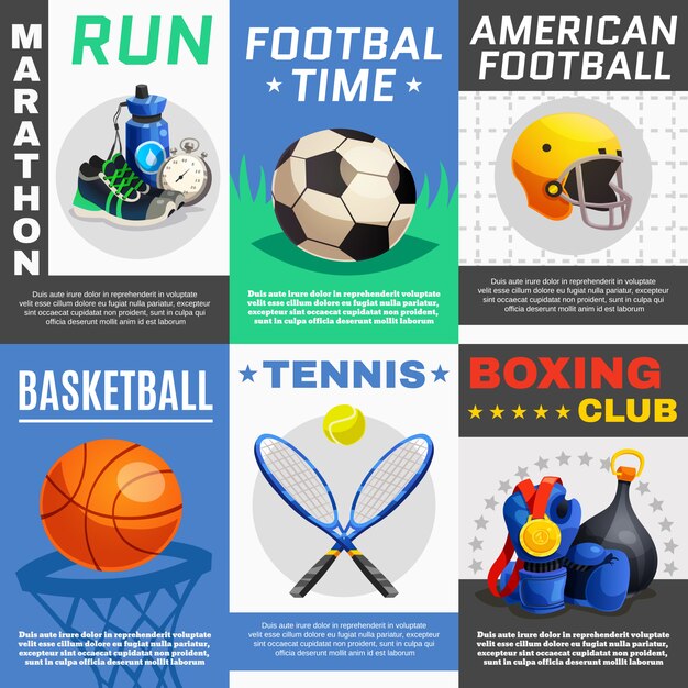 Conjunto de carteles de deporte moderno