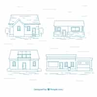 Vector gratuito conjunto de casas azules