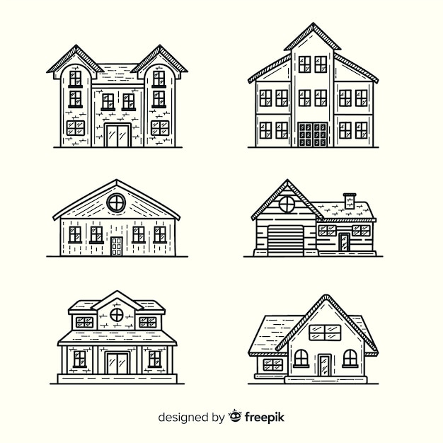 Vector gratuito conjunto de casas dibujadas a mano