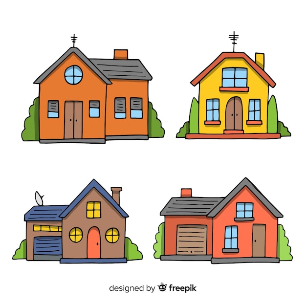 Vector gratuito conjunto de casas dibujadas a mano