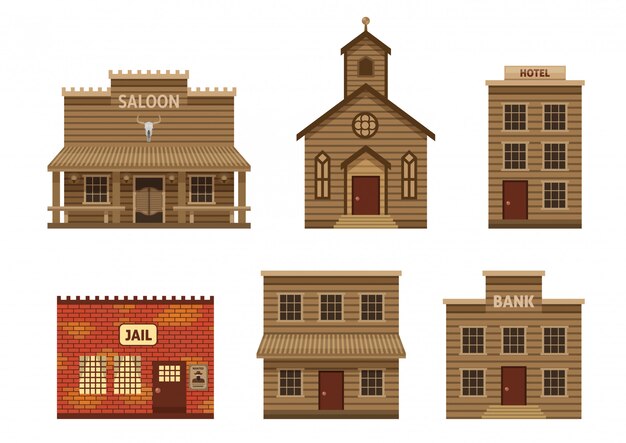 Conjunto de casas del salvaje oeste