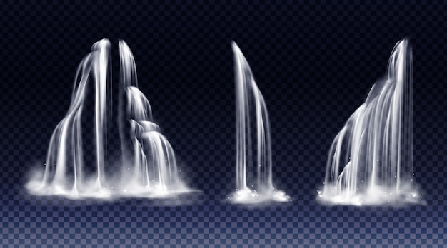 Conjunto de cascadas con cascada, salpicaduras y niebla.
