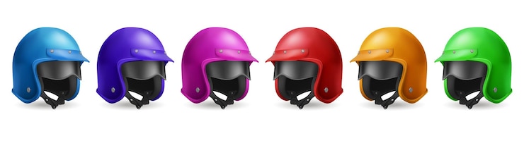 Vector gratuito conjunto de casco de moto para carrera y paseo en scooter