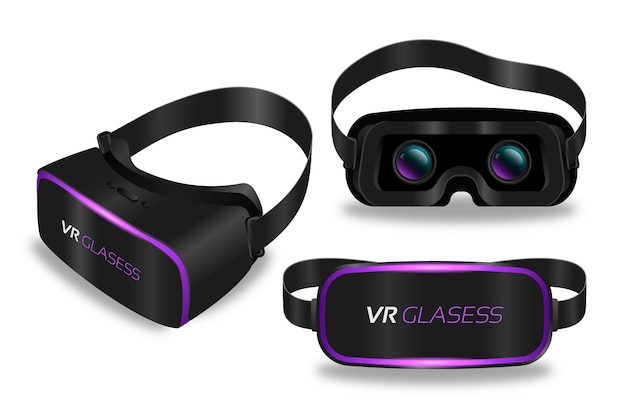 Vector gratuito conjunto de casco de realidad virtual realista.