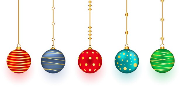 Conjunto de cinco elementos de adorno navideño 3D para decoración.
