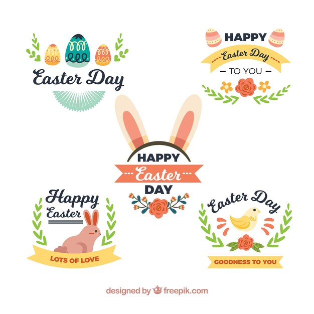 Conjunto de cinco etiquetas de pascua