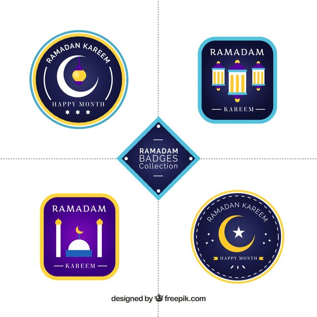 Conjunto de cinco etiquetas de ramadán