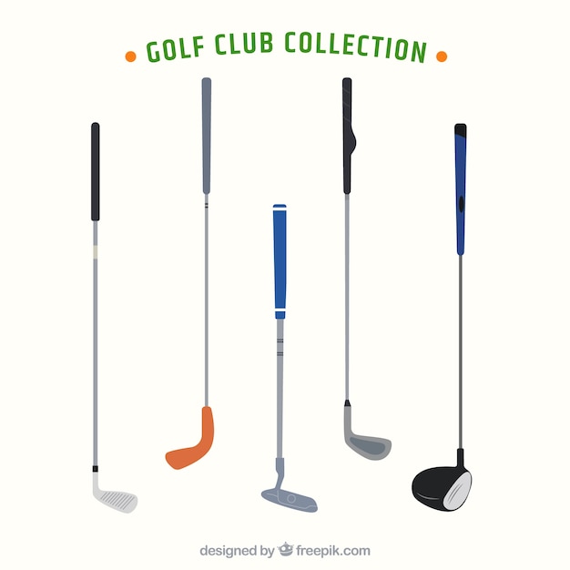 Vector gratuito conjunto de cinco palos de golf