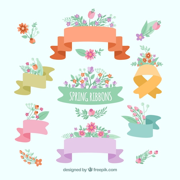Conjunto de cintas florales de primavera