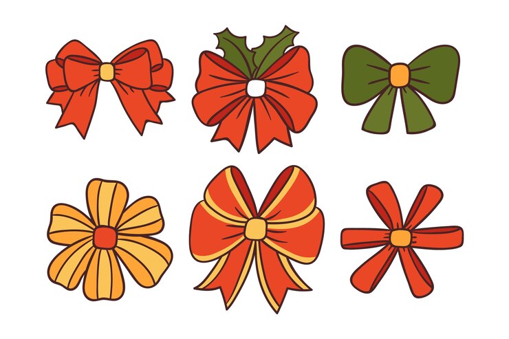 Vector gratuito conjunto de cintas navideñas dibujadas a mano