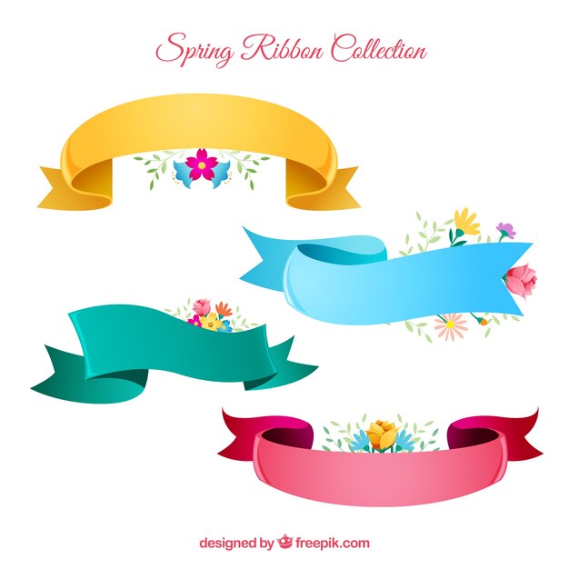 Conjunto de cintas de primavera en cuatro colores