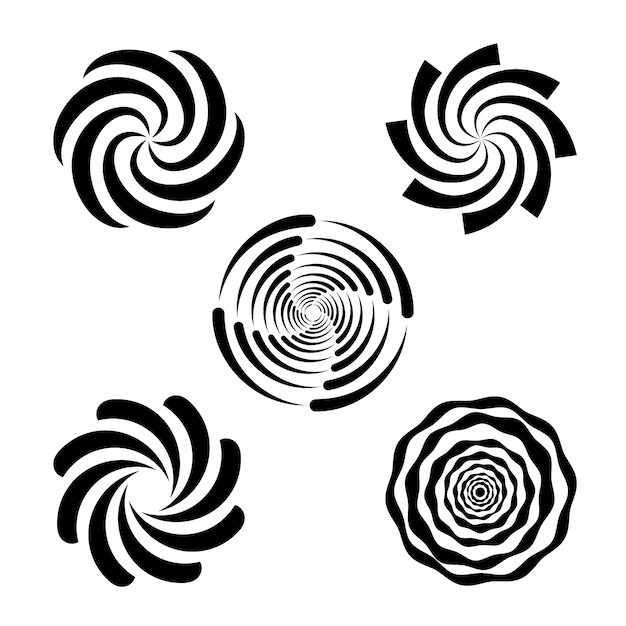 Vector gratuito conjunto de círculo espiral de diseño plano