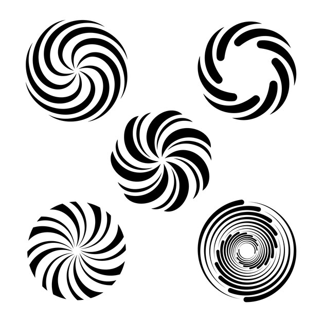 Conjunto de círculo espiral de diseño plano