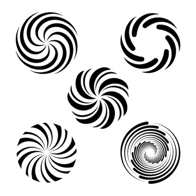 Conjunto de círculo espiral de diseño plano