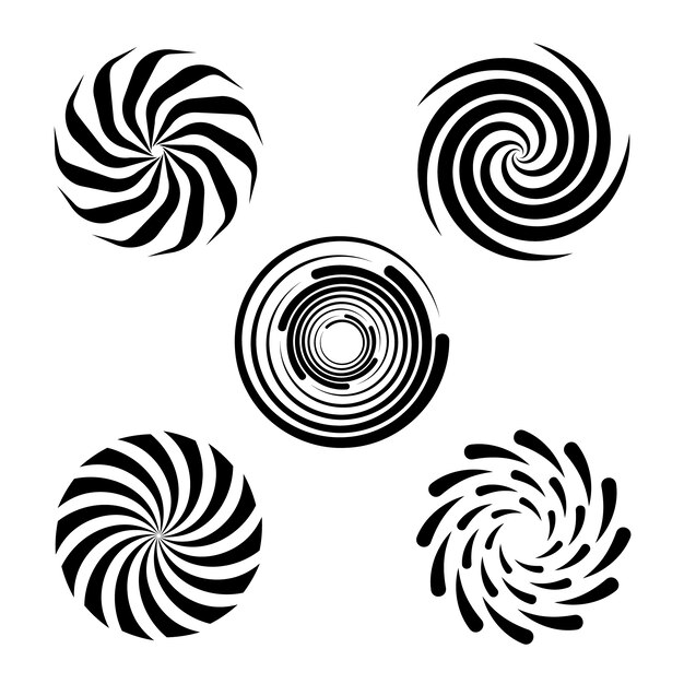 Conjunto de círculo espiral de diseño plano