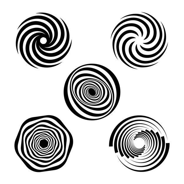 Conjunto de círculo espiral de diseño plano