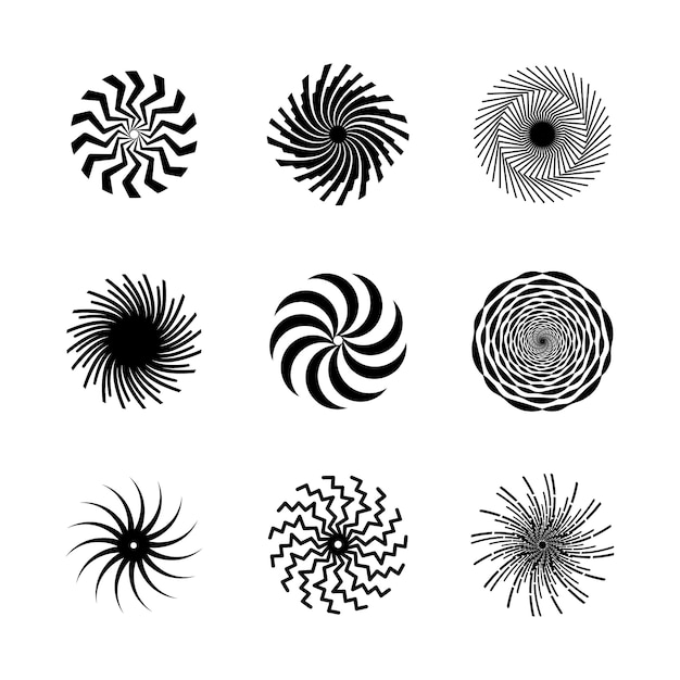 Vector gratuito conjunto de círculo espiral de diseño plano