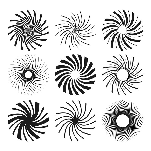 Conjunto de círculo espiral de diseño plano