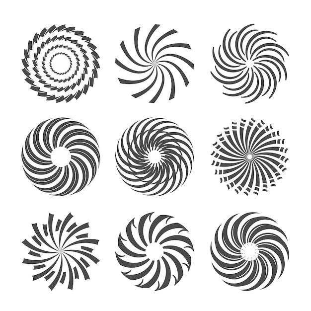 Conjunto de círculo espiral de diseño plano