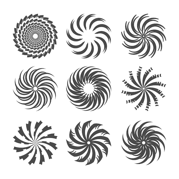 Conjunto de círculo espiral de diseño plano