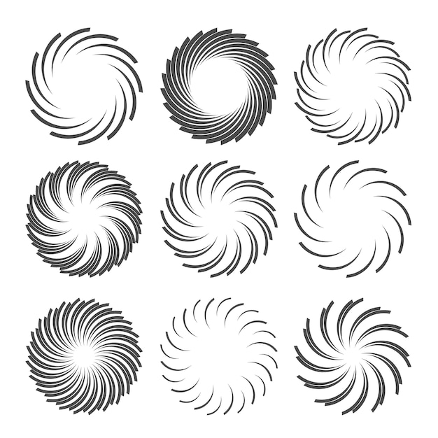 Conjunto de círculo espiral de diseño plano