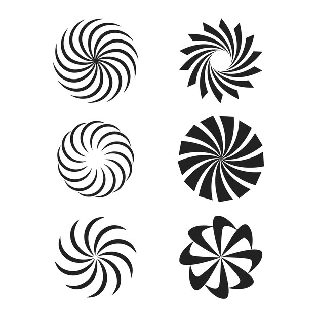 Conjunto de círculo espiral de diseño plano