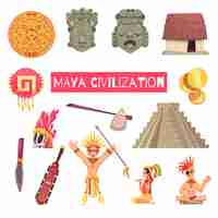 Vector gratuito conjunto de civilización maya