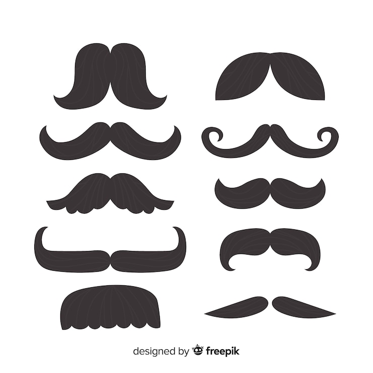 Vector gratuito conjunto clásico de bigotes con diseño plano