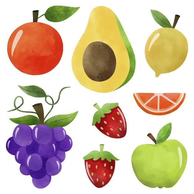 Vector gratuito conjunto de colección de frutas