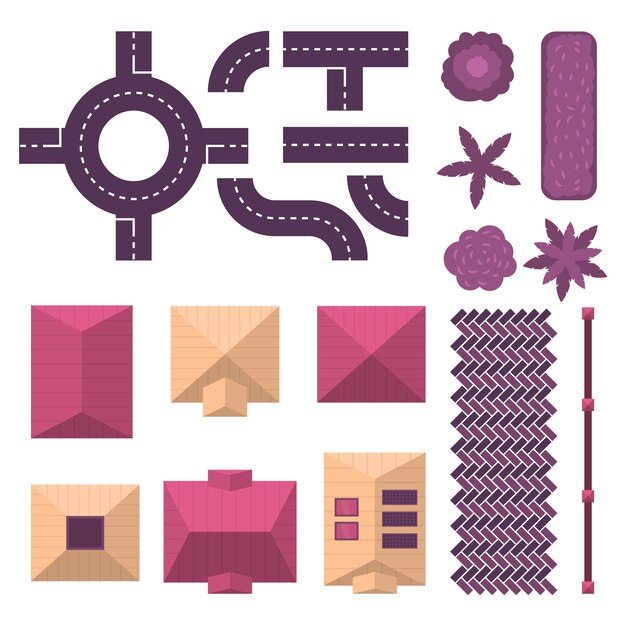 Conjunto de colección de mapas de diseño plano