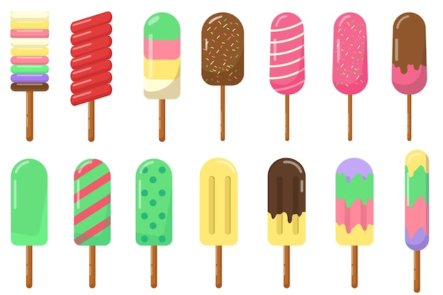 Vector gratuito conjunto de la colección de palitos de helado de elementos.